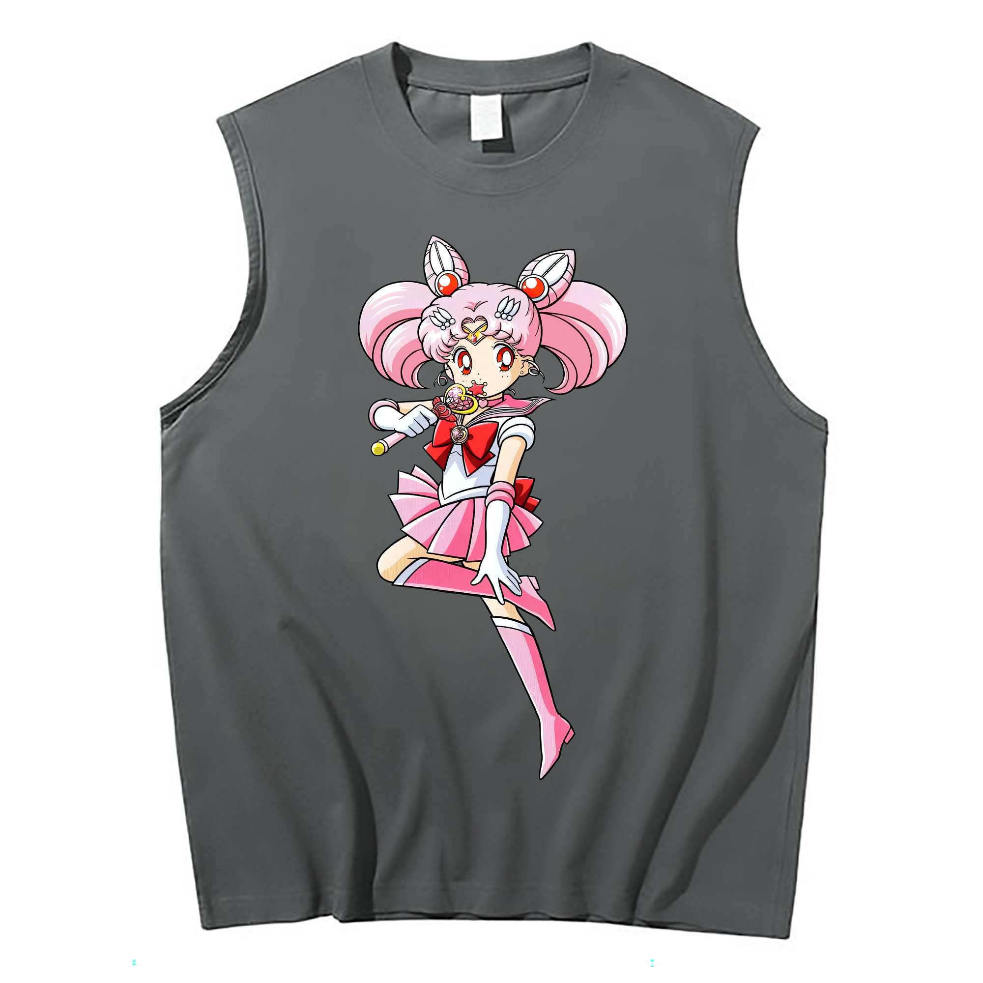 （画像用） 美少女戦士セーラームーン ちびうさ Sailor Moon Chibiusa Tsukino Usagi Small Lady Serenity コットン100％タンクトップ（フロントプリント）
